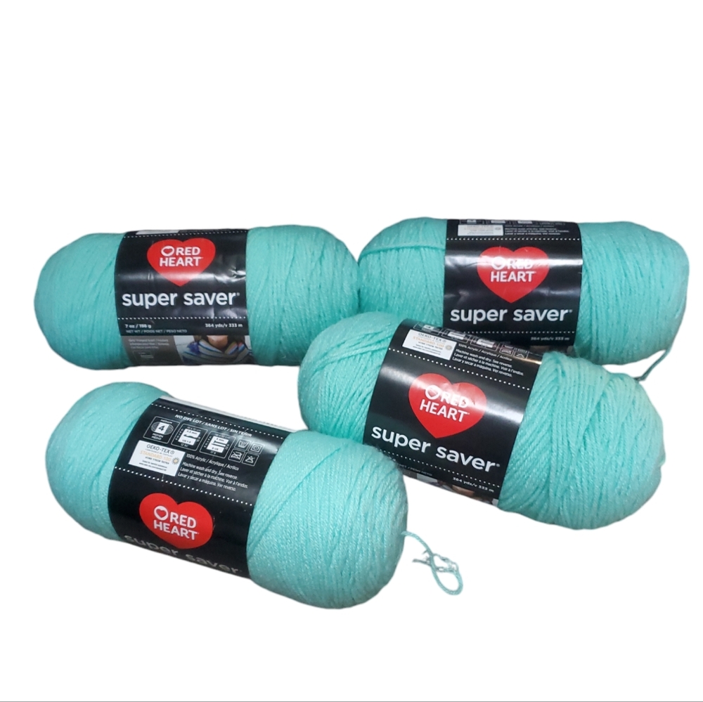 Lot of 4 Red Heart Super Saver Yarn Minty 364yds each NWT